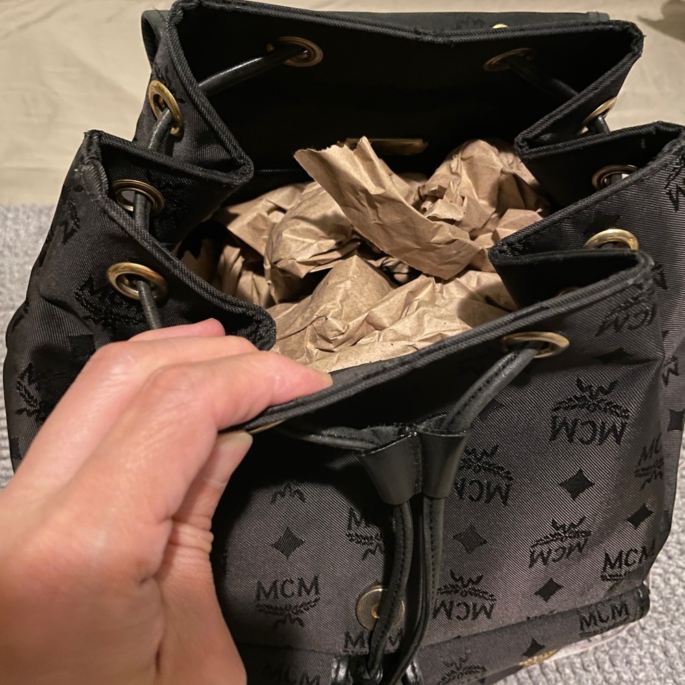 MCM Black Monogram Backpack with Gold-Tone Hardware - Picture 4 of 13